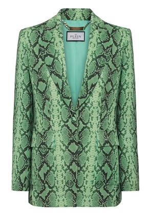 Philipp Plein python-print satin blazer - Green