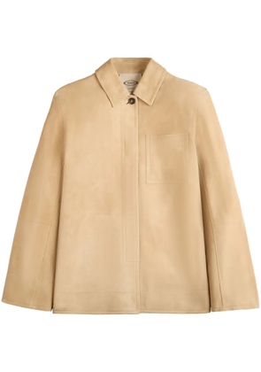 Tod's logo-patch leather jacket - Brown