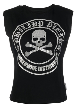Philipp Plein embellished-logo sleeveless T-shirt - Black