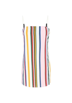 Cala de la Cruz Ancona striped-pattern mini dress - White
