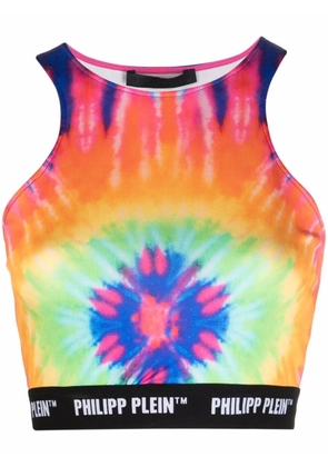 Philipp Plein tie dye-print cropped top - Blue