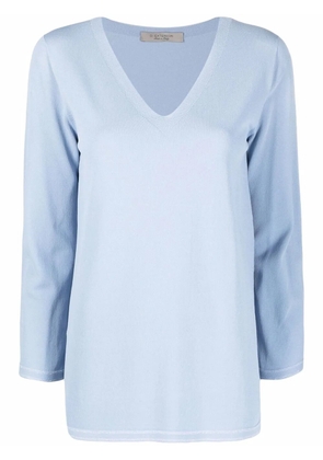 D.Exterior V-neck cropped-sleeve jumper - Blue
