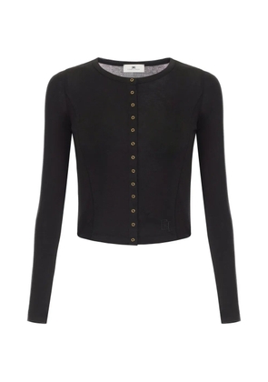 Elisabetta Franchi embroidered logo cardigan - Black
