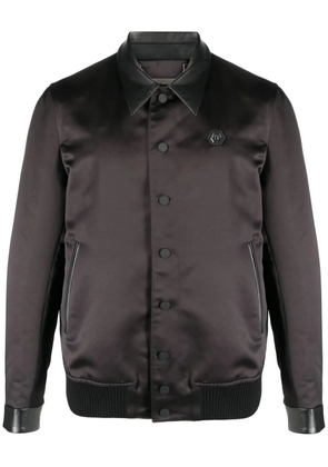 Philipp Plein satin-finish graphic-print bomber jacket - Black