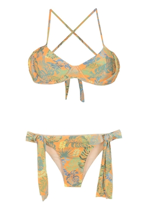 Amir Slama palm leaf print bikini - Orange