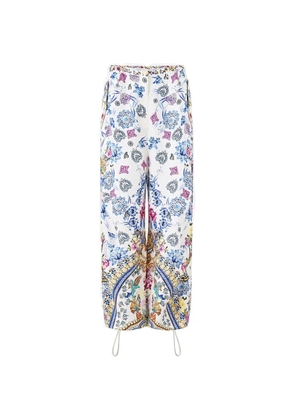 Camilla Parachute drawstring floral pants - White
