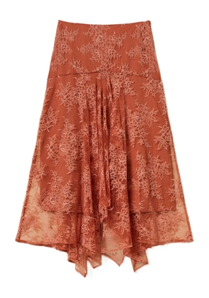 TWINSET lace mini asymmetric skirt - Orange