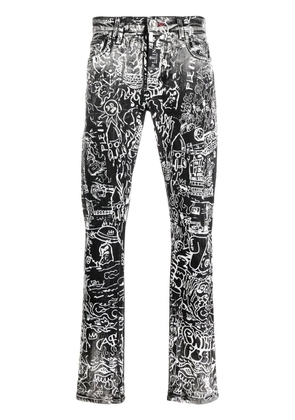 Philipp Plein all-over graphic-print jeans - Grey