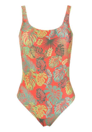 Amir Slama palm leaf print swimsuit - Red