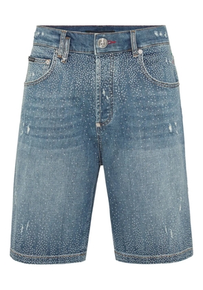 Philipp Plein rhinestone-embellished shorts - Blue