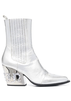Philipp Plein Gothic 85mm mid-calf boots - Silver