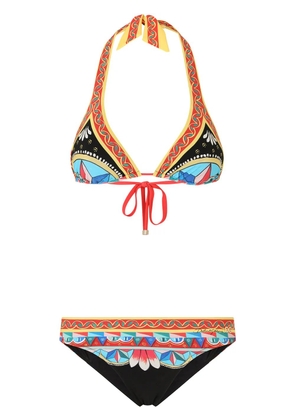 Dolce & Gabbana Carretto-print triangle bikini - Black