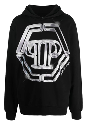 Philipp Plein logo-print cotton hoodie - Black
