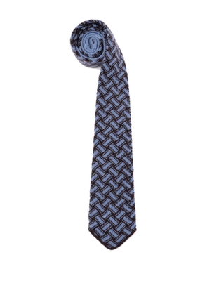 Drumohr geometric-pattern cashmere tie - Blue