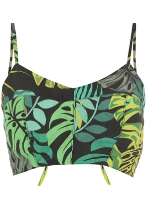 Amir Slama tropical print cropped top - Green