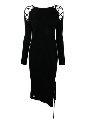 Philipp Plein lace-detail ribbed-knit dress - Black