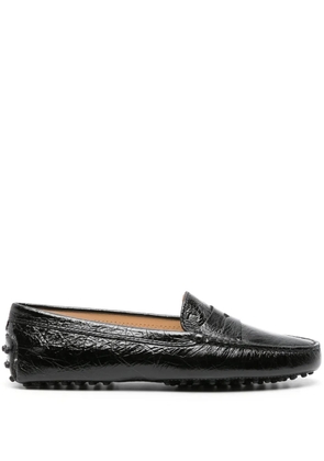 Tod's crinkled-leather penny loafers - Black