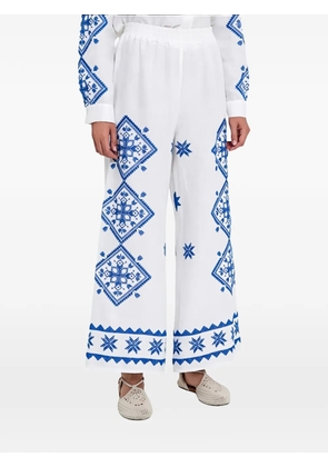 GREEK ARCHAIC KORI elastic waistband printed trousers - White