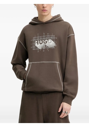 HUGO logo-print hoodie - Brown