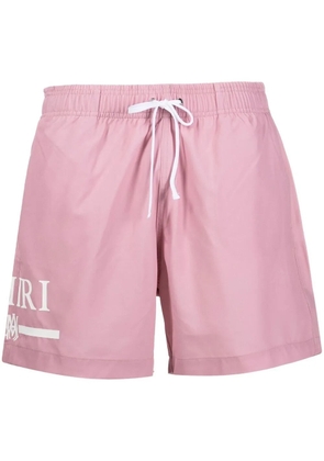 AMIRI logo-print drawstring-waist swim shorts - Pink