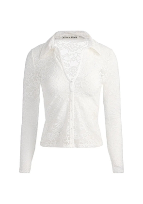 alice + olivia Kara lace button shirt - White