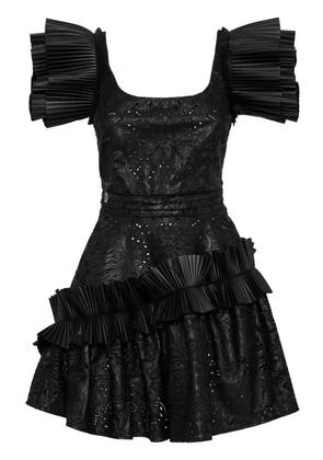 Philipp Plein ruffled faux-leather minidress - Black