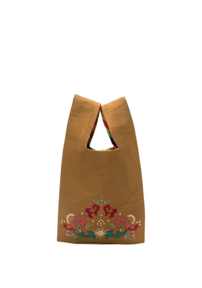 MONOKI embroidered mini tote bag - Brown