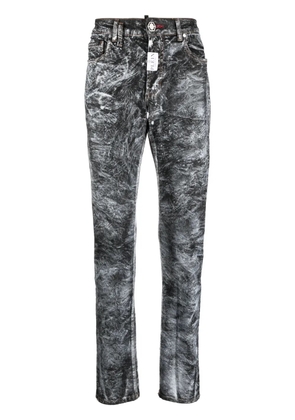 Philipp Plein abstract-print straight-leg jeans - Black
