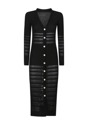 Canessa ribbed-knit button-front midi dress - Black