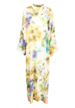 Bambah high-neck kaftan long dress - Yellow