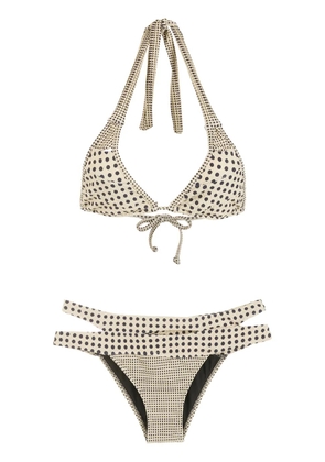 Amir Slama polka-dot print cutout bikini - Neutrals