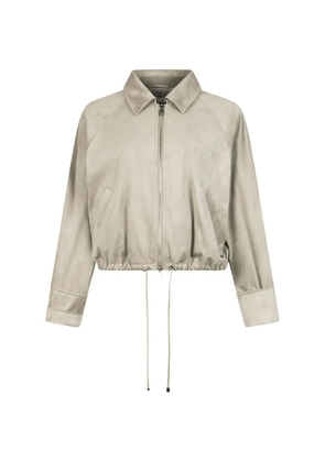 LIU JO drawstring suede bomber jacket - Grey