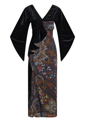 ETRO paisley contrasting print dress - Black
