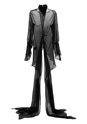 Mugler draped silk top - Black