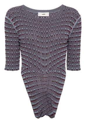 Muller Of Yoshiokubo patterned-intarsia knitted top - Blue