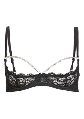 Fleur Du Mal Bianca chain-detail lace bra - Black