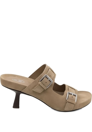 Ash 27,5mm double-buckle suede heeled sandals - Brown