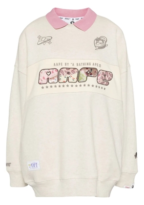 A BATHING APE® logo-embellished polo sweatshirt - Neutrals