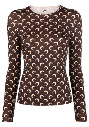 Marine Serre Second Skin moon-print top - Brown