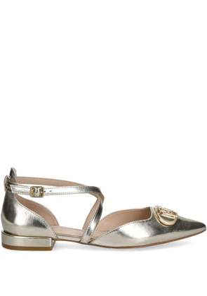 LIU JO maxi-logo ballerina shoes - Gold