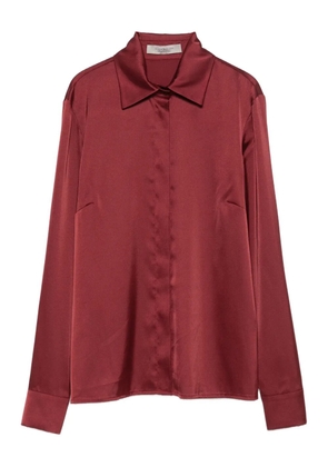 D.Exterior classic-collar satin shirt - Red