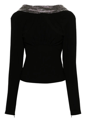 Roland Mouret rhinestone-embellished cowl-neck blouse - Black