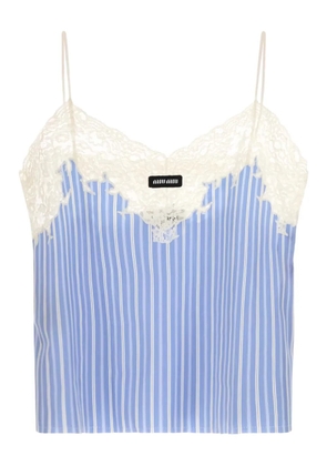 Miu Miu striped lace-trimmed top - Blue