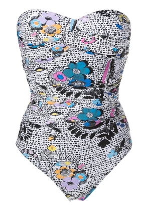 Amir Slama graphic-print strapless swimsuit - Multicolour