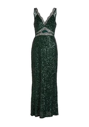 NEVER FULLY DRESSED sequin lace-detail midi dress - Green