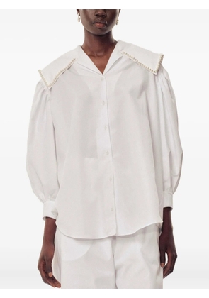 Simone Rocha pearl-trimmed puff-sleeve shirt - White