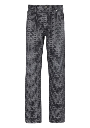Balmain monogram jacquard straight-leg jeans - Black