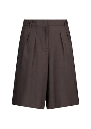 LIU JO mélange pleated denim shorts - Brown