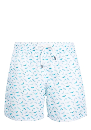 Fedeli Madeira dolphin-print swim shorts - White