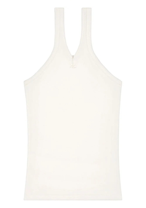 Courrèges logo-embroidered ribbed tank top - White